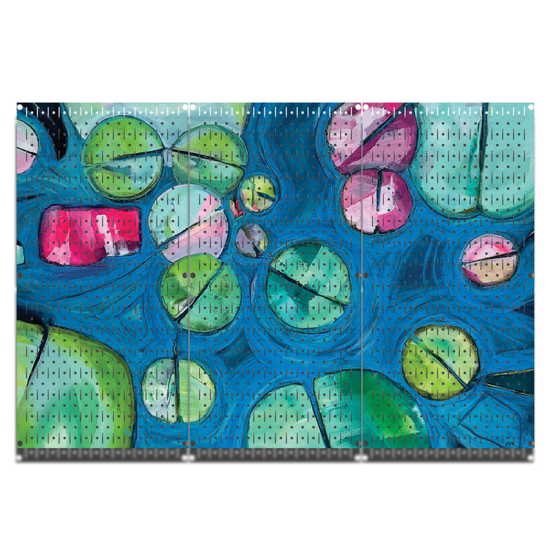 HWC13119 - Lily Pads | Sarah Capps | She Paints All Night (3 Panels) | 48" x 32" (tall) | Printed Pegboards