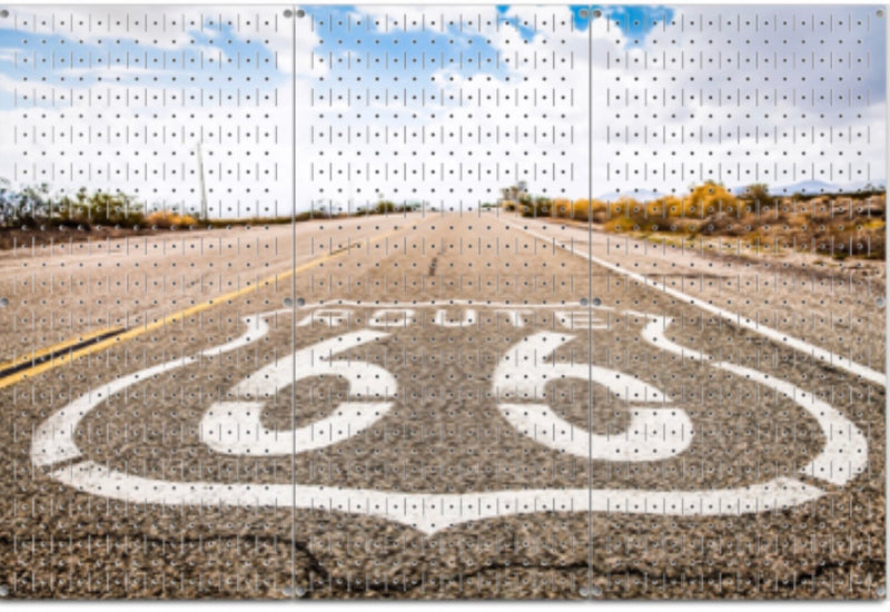 HWC13115 Route 66 (3 Panels) | 48" x 32" (tall) | Printed Pegboard